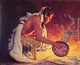 Eanger Irving Couse Indian by Firelight painting